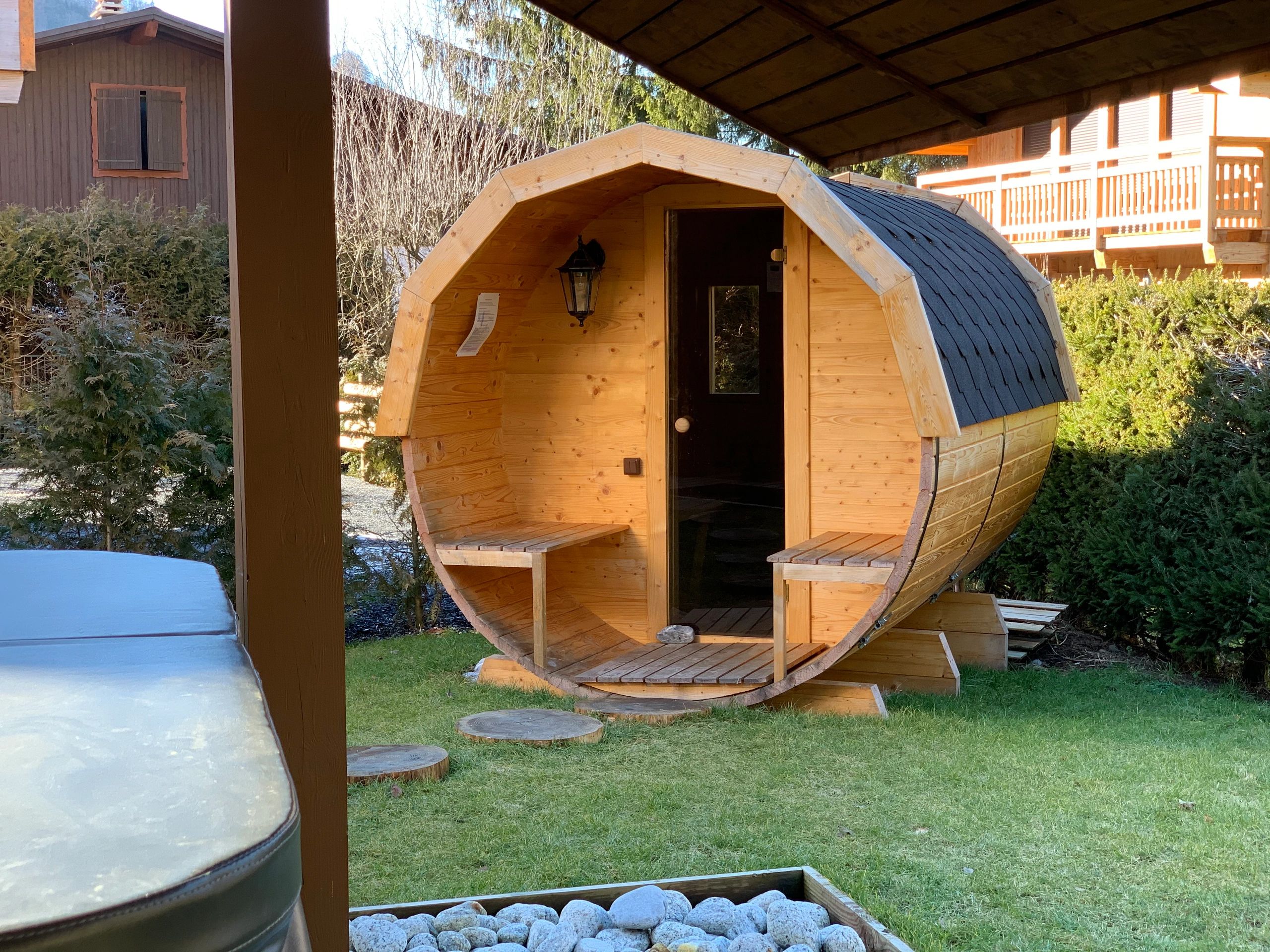 Sauna exterior in a modern wellness setting
